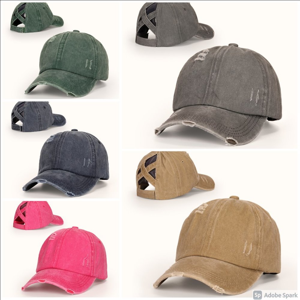 Faded Distressed Pony Back Baseball Cap‎ NWOT